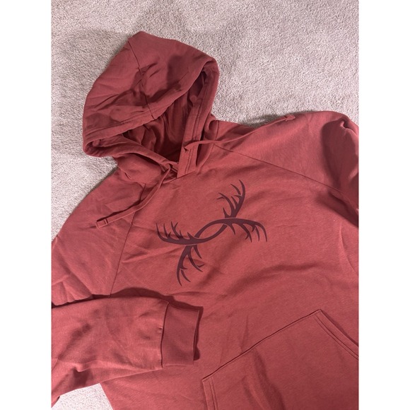 Under Armour Men's Rival Fleece Camo Antlers Hoodie-Cinna Red-Size L - Picture 1 of 9